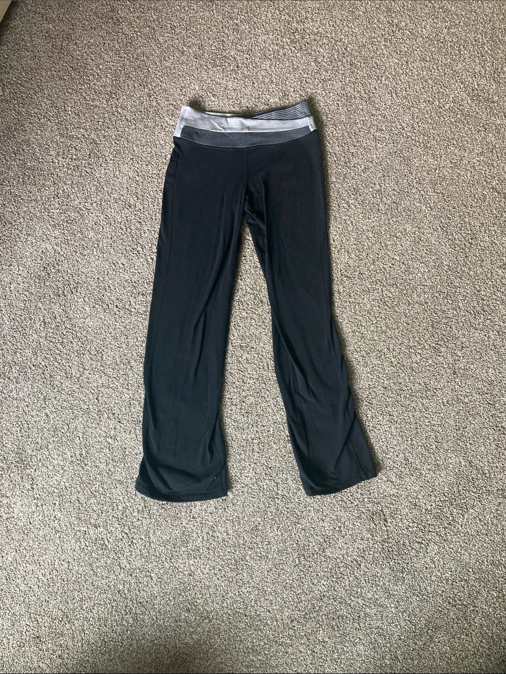 lululemon athletica Black Flare Yoga Pants with Gray Waistband
